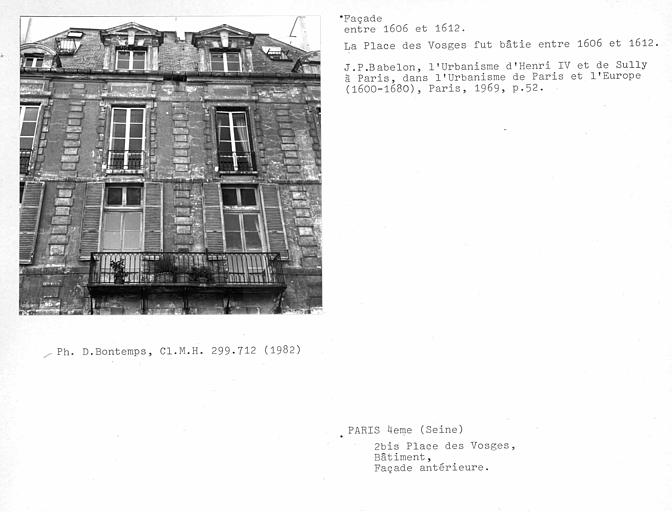 photo pour Immeuble 2bis place des Vosges 16 rue de Birague